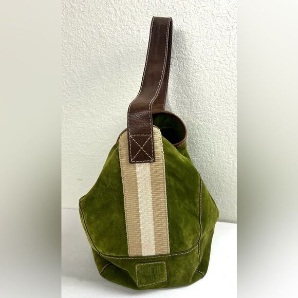 Vintage Ruehl No. 925 Green Suede and Brown Leather Tote - Picture 2 of 14